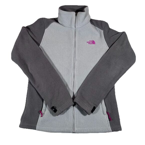 The North Face Full Zip Grey Two Tone Fleece Jacket Women's S/P - Picture 1 of 9